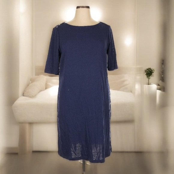 Jones New York Signature Sailor Navy Blue Dress l SIZE XL - Picture 1 of 3